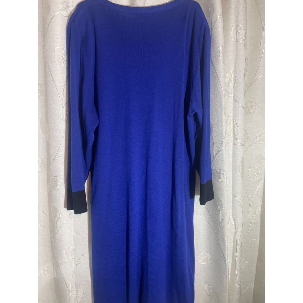Vintage Schrader Knit Blue & Black Color Block Sweater Dress